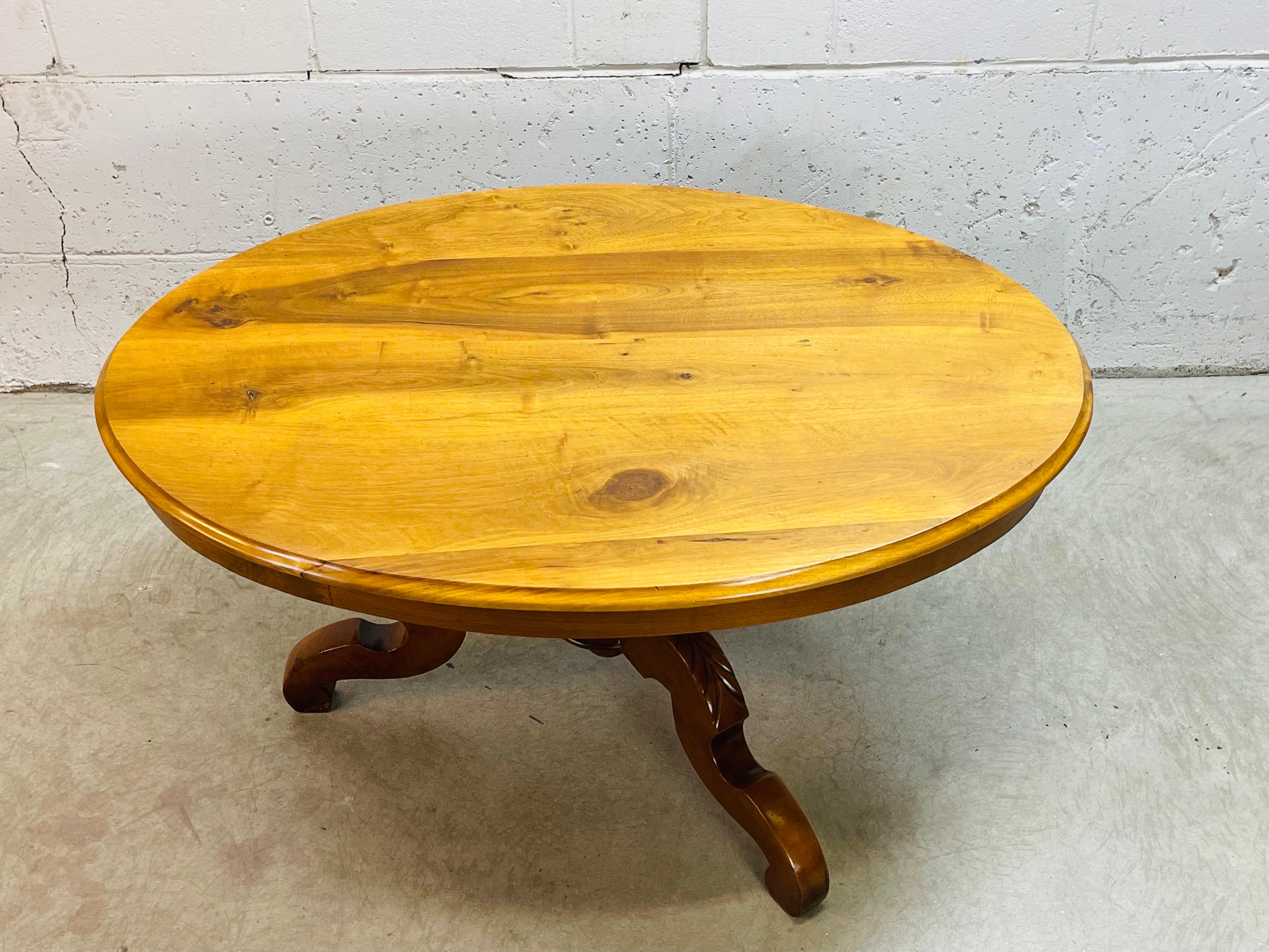 Oval Wood Coffee Table For Sale at 1stDibs