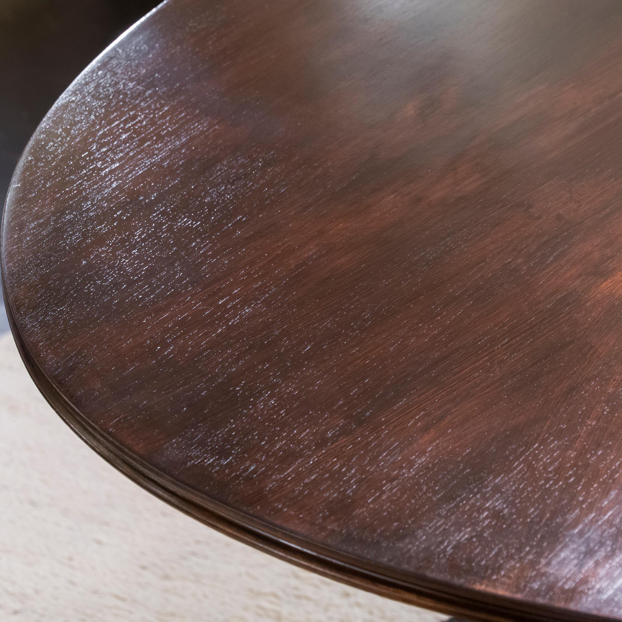 Mid-20th Century Mid Century Modern Oval Wood Dining Table, Brass Details, Italy, 1950s.