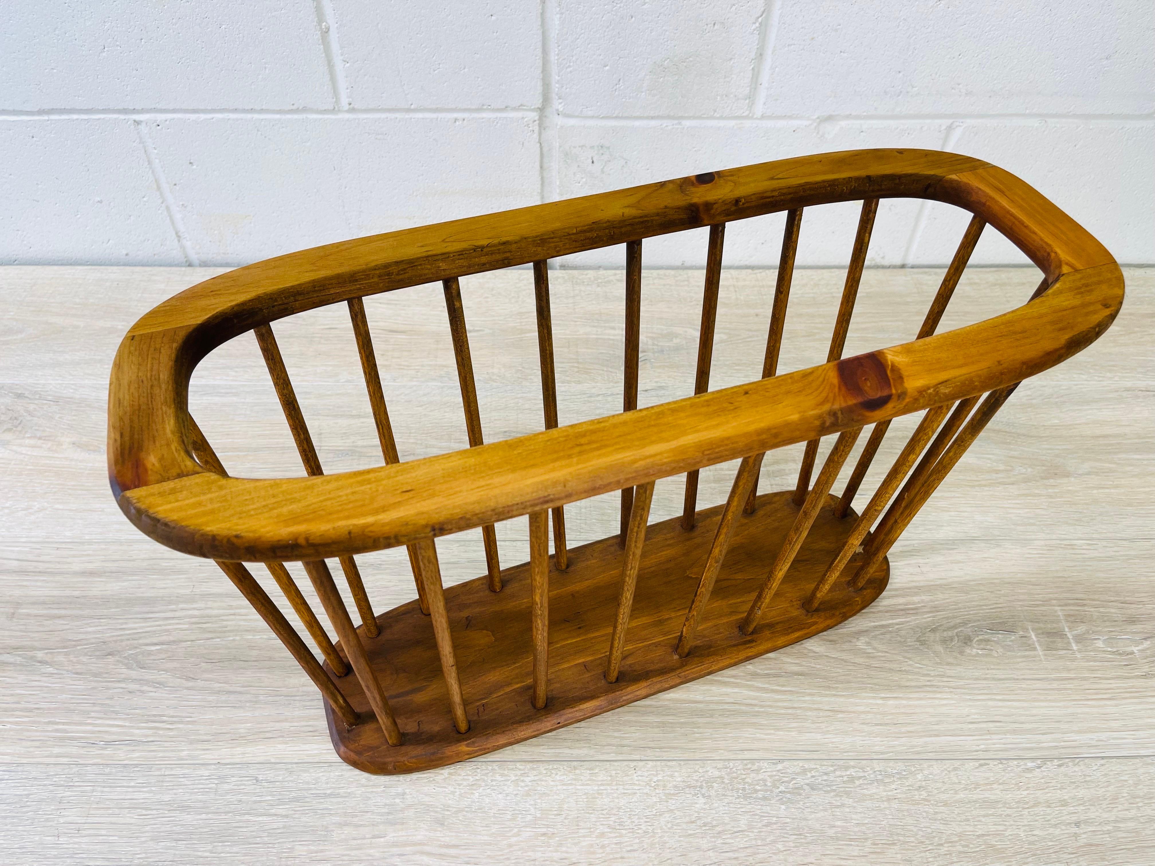 Mid-Century Modern Oval Wood Magazine Rack