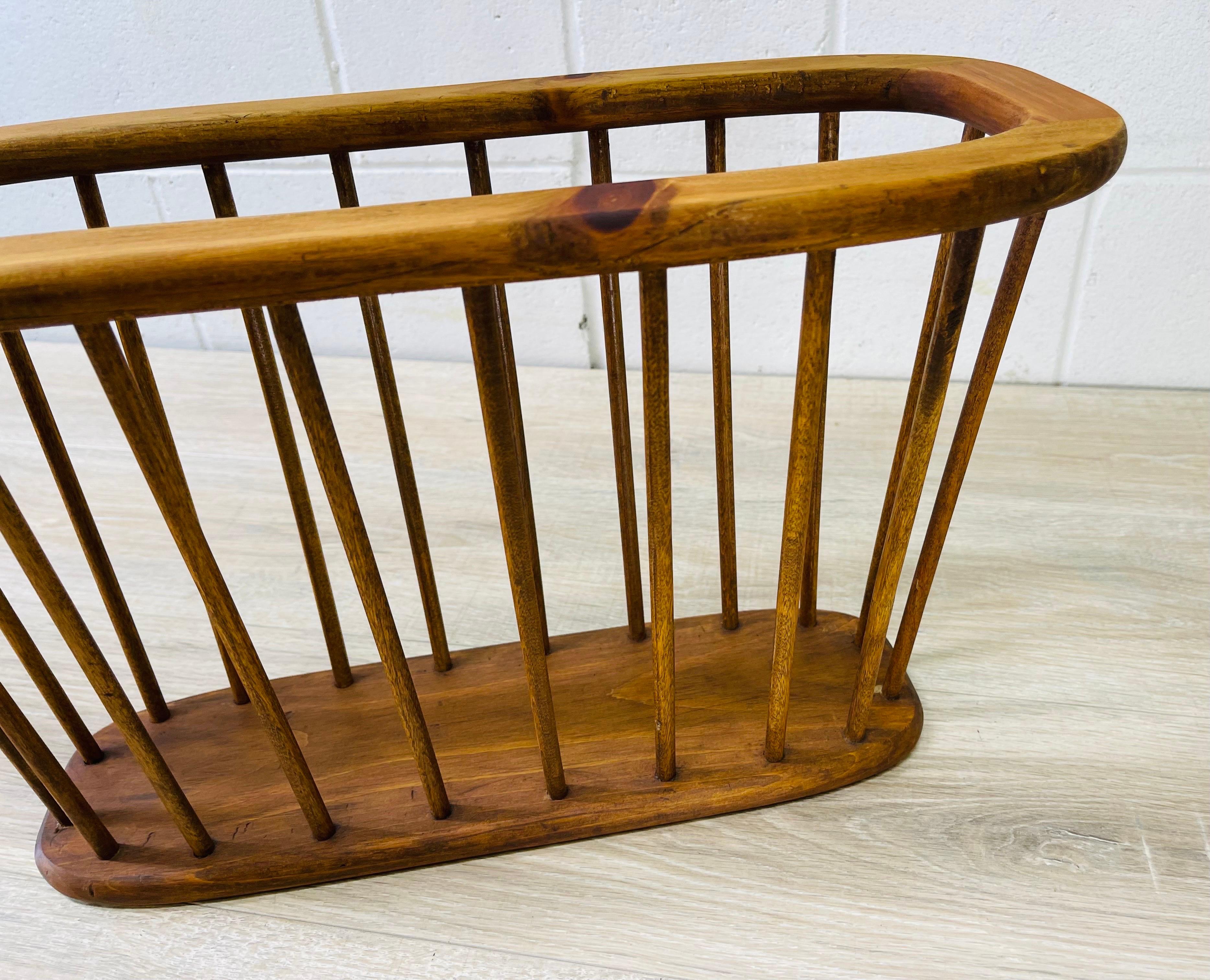 20th Century Oval Wood Magazine Rack