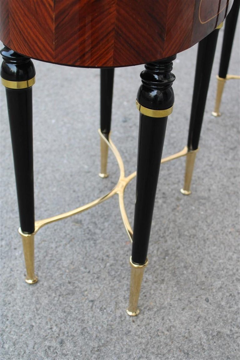 Oval Wood Marble Onix Paolo Buffa Night Stands Mid-Century Brass Design, 1950s For Sale 10