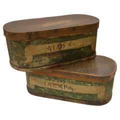 Oval Wooden Apothecary Pair Boxes