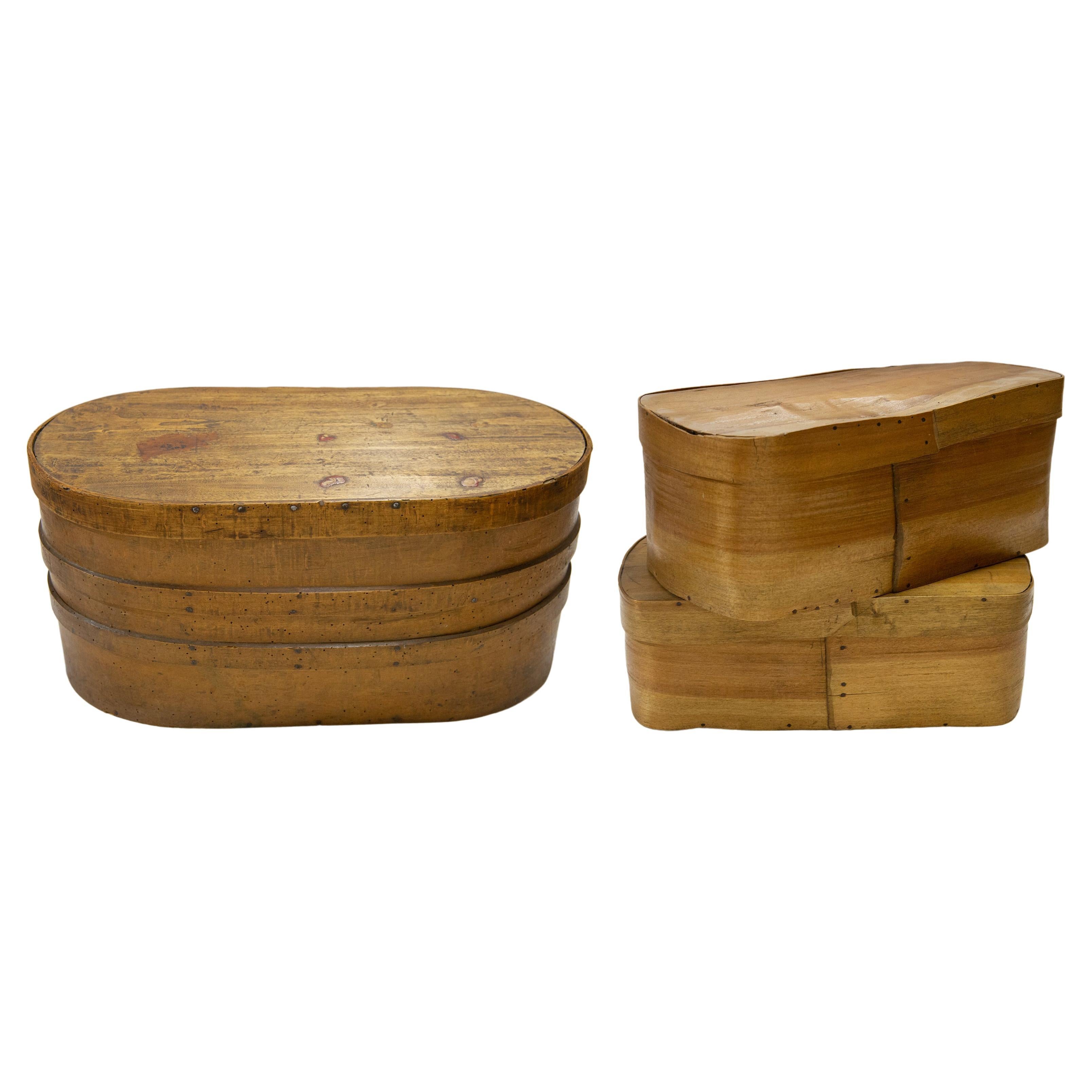 Oval Wooden Apothecary Boxes Set For Sale