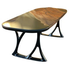 Oval Wooden Dining Table - Custom Black Walnut Wood Epoxy Table