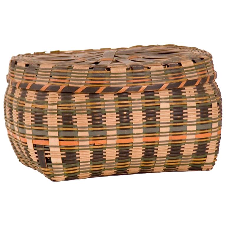 Oval Wooden Native American Basket