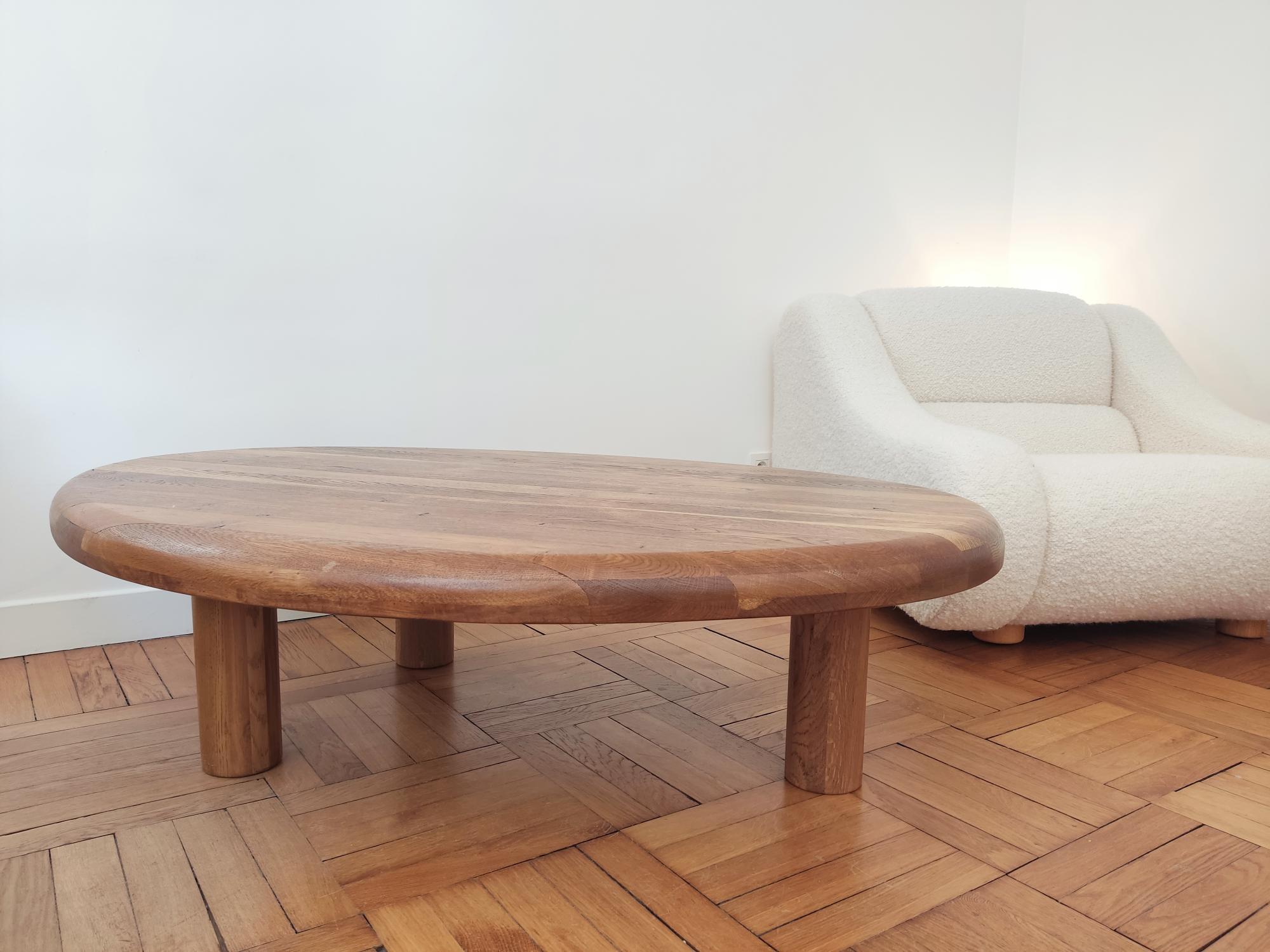 20th Century Oval wooden tripod coffee table For Sale