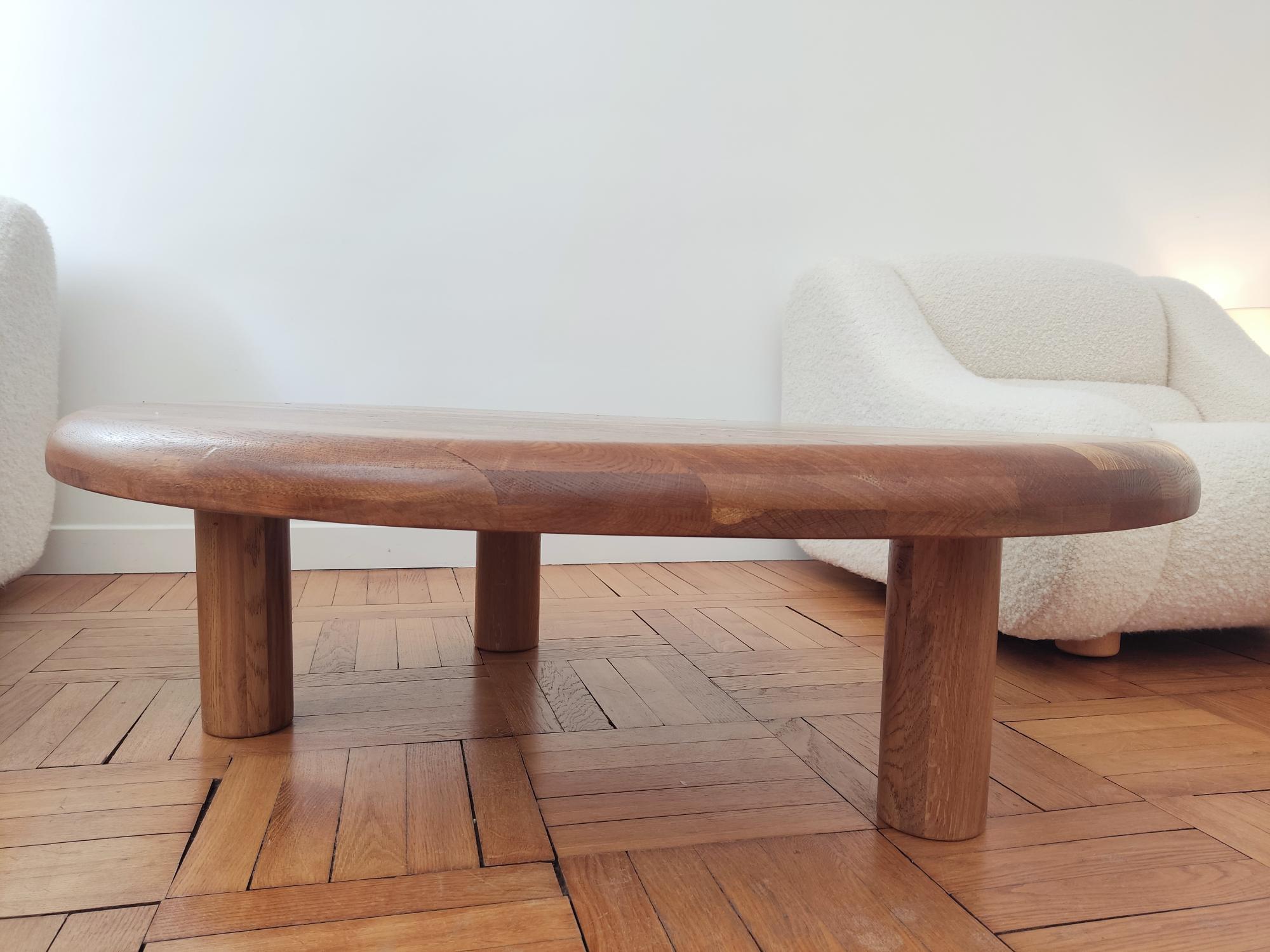 Oval wooden tripod coffee table For Sale 2