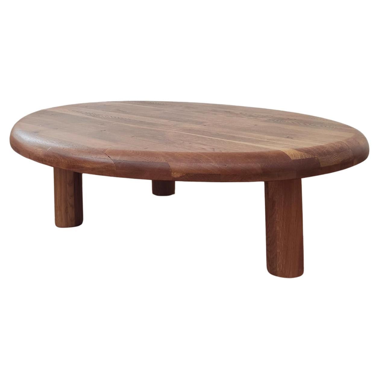 Oval wooden tripod coffee table For Sale