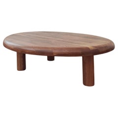 Oval wooden tripod coffee table