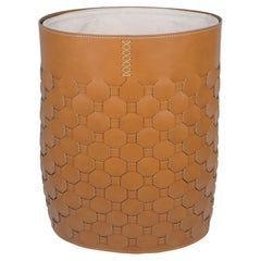 Oval Woven Regenerated Leather Laundry Basket EGAN - Standard cotton bag