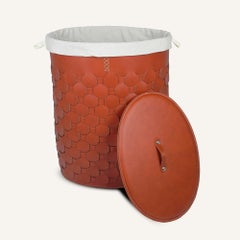 Panier à linge ovale en cuir tressé avec couvercle MAIRA Deluxe