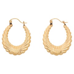Boucles d'oreilles ovales en or jaune 14k (1") Estate Jewelry