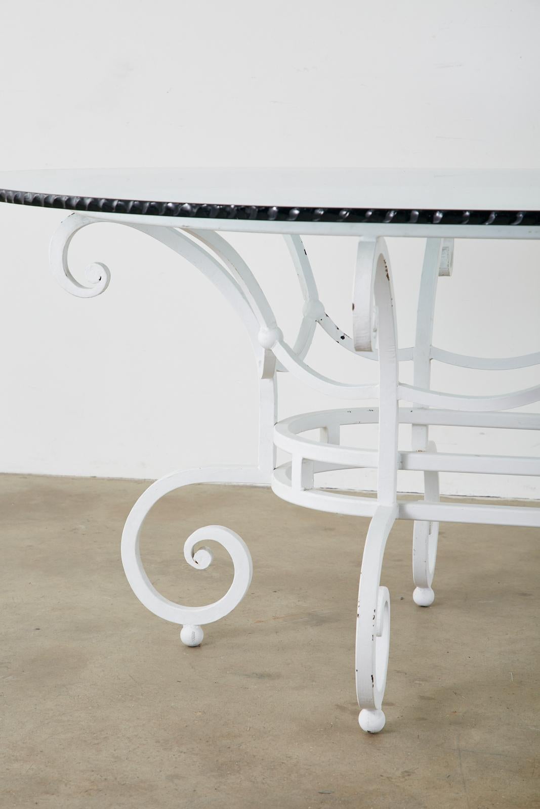 Oval Wrought Iron Painted Garden Dining Table 1