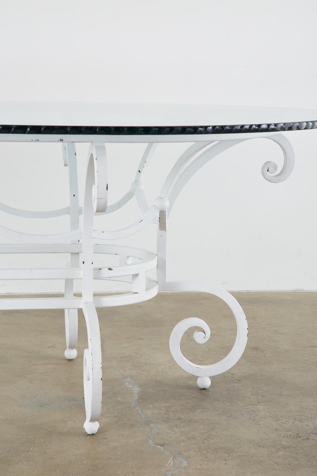 Oval Wrought Iron Painted Garden Dining Table 2
