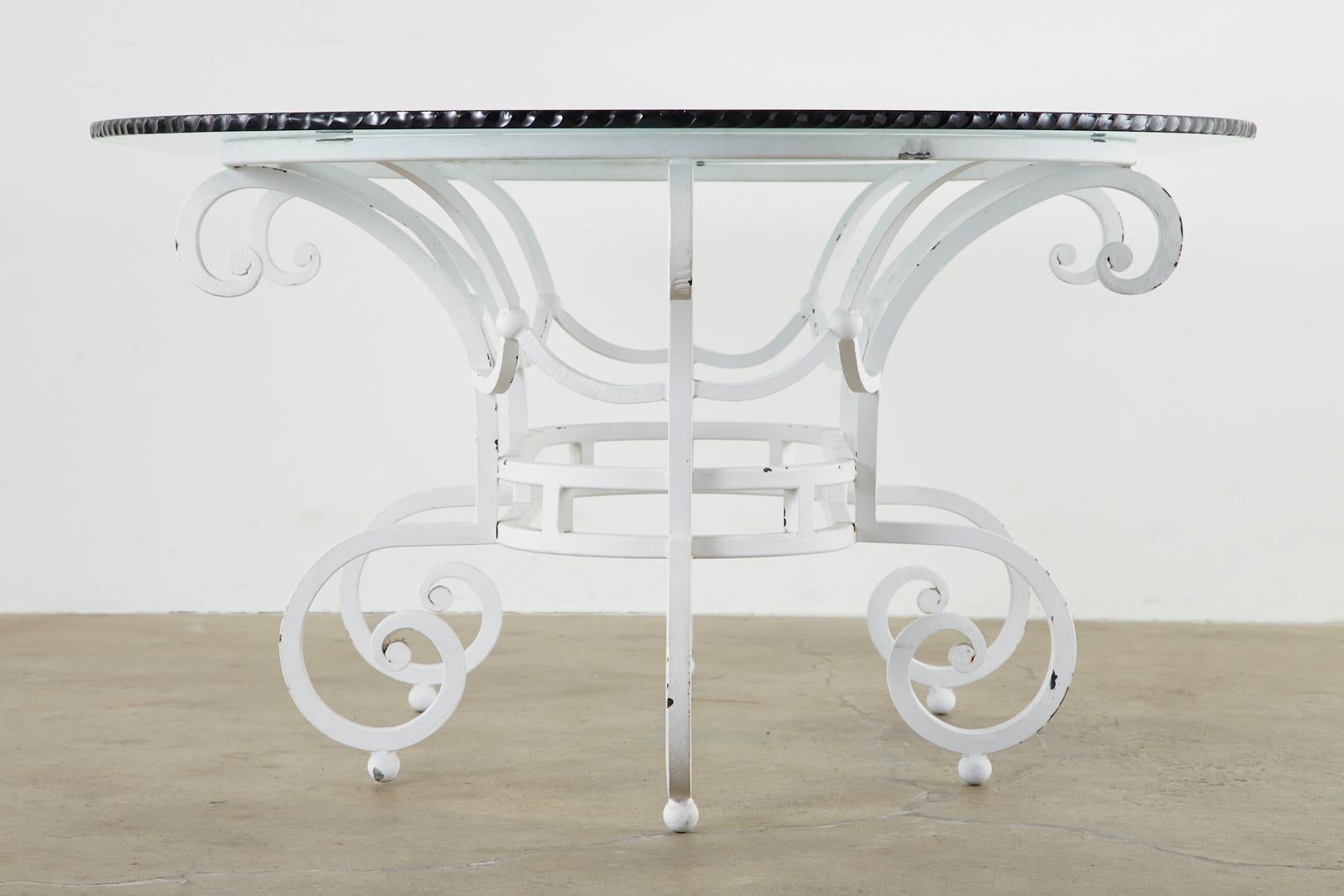 American Oval Wrought Iron Painted Garden Dining Table
