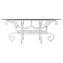 Oval Wrought Iron Painted Garden Dining Table