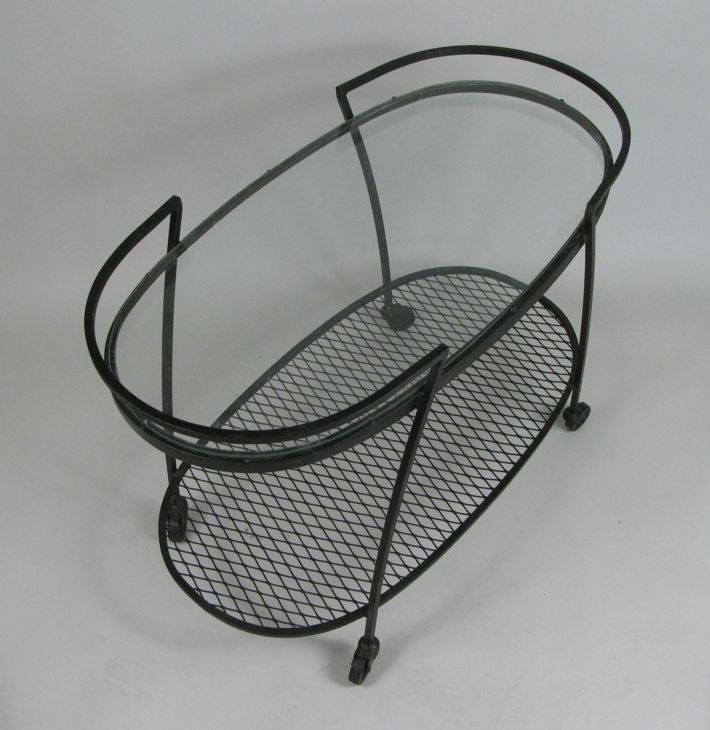 American Oval Wrought Iron 'Pinecrest' 1950s Bar Cart by Woodard