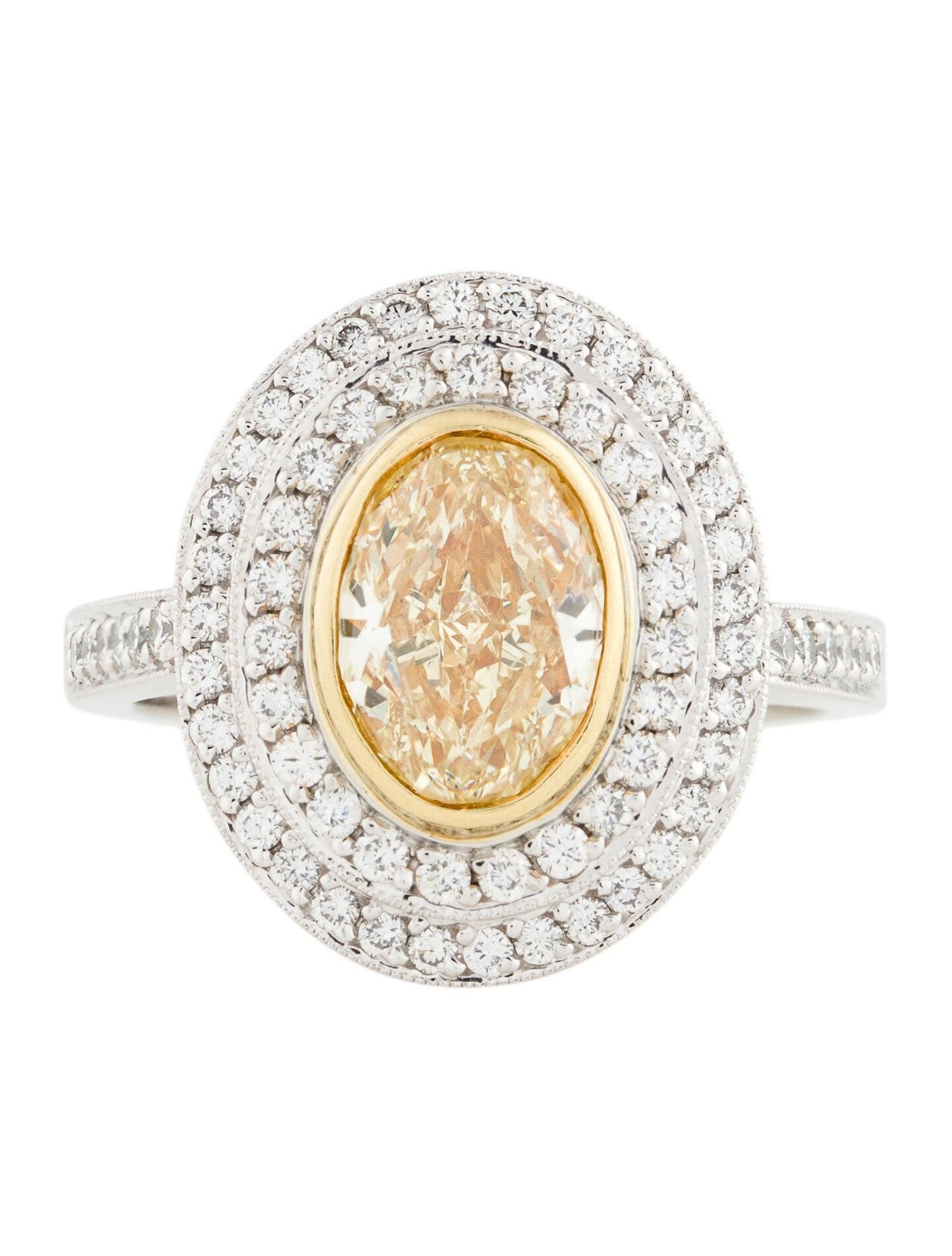 Edwardian Oval Yellow Diamond Ring For Sale