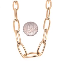 Oval 14 Karat Yellow Gold Paperclip Link Chain Necklace 25 Grams 18"