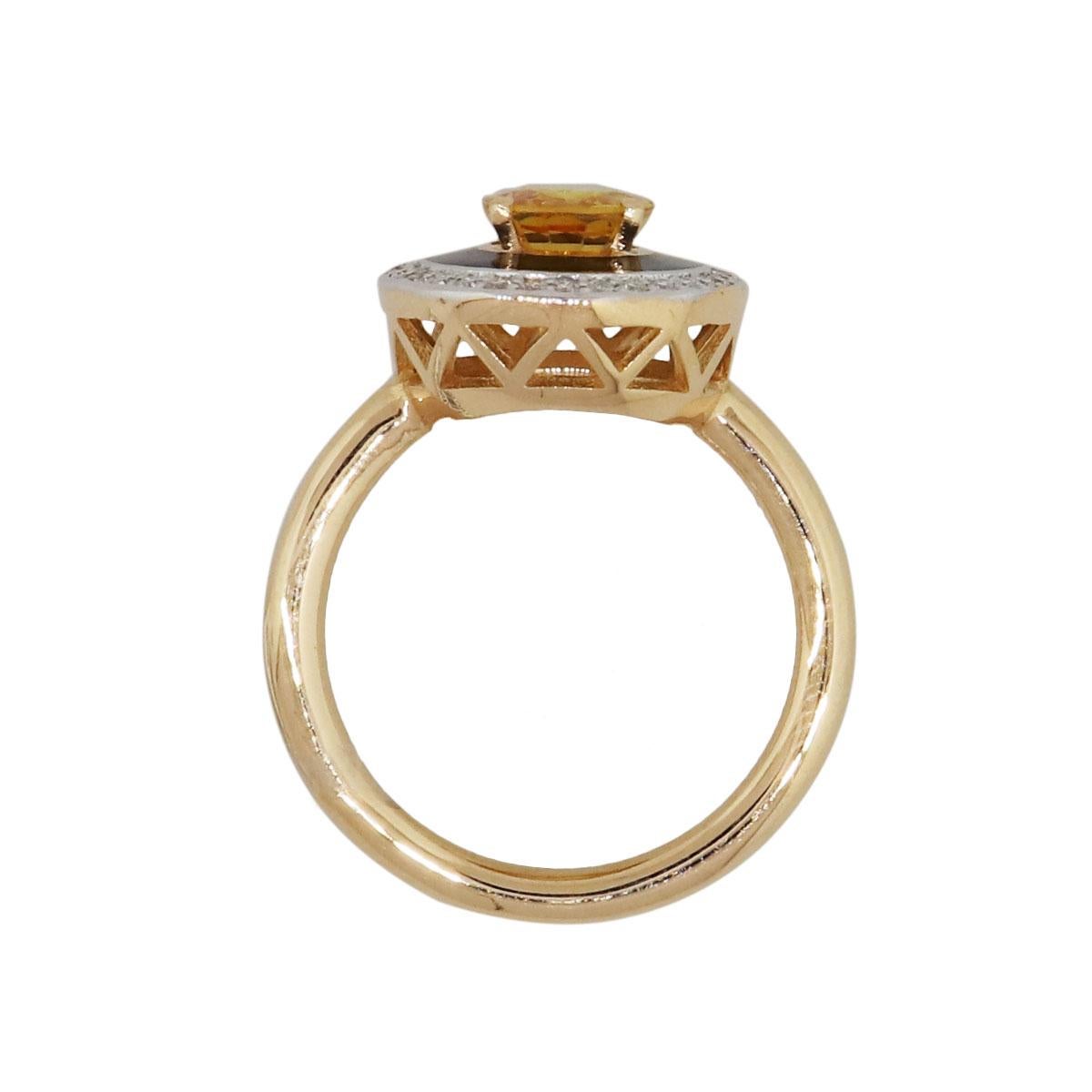 Ovaler Ring mit gelbem Saphir und Diamant im Angebot 1