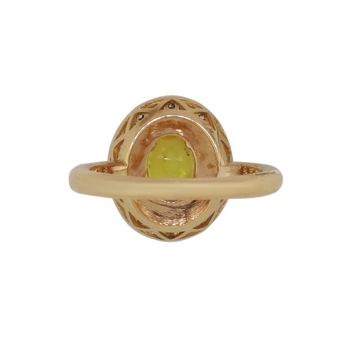 Ovaler Ring mit gelbem Saphir und Diamant im Angebot 3