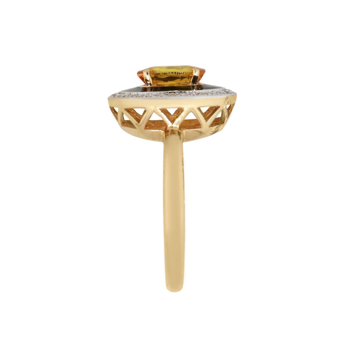 Ovaler Ring mit gelbem Saphir und Diamant im Angebot 4