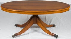 Oval Yew Wood Pedestal Base Coffee Cocktail Table