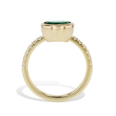 Oval Zambian Emerald and Pave Diamond Ring