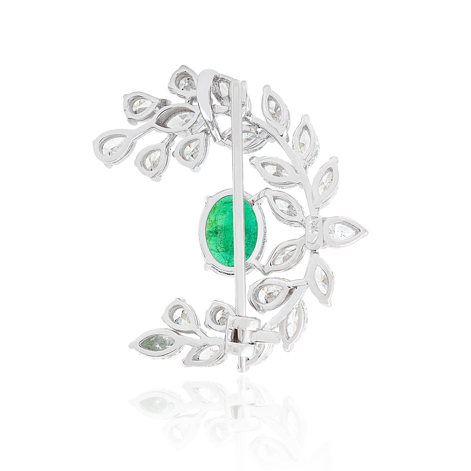Item Code:- SEPD-3247
Gross Wt :- 8.11 gm
18k White Gold Wt :- 7.020 gm
Diamond Wt :- 3.400 ct. ( AVERAGE DIAMOND CLARITY SI1-SI2 & COLOR H-I )
Natural Emerald Wt :- 2.050 ct.
Brooch Size :- 31x23 mm Approx

✦ Sizing
.....................
We can