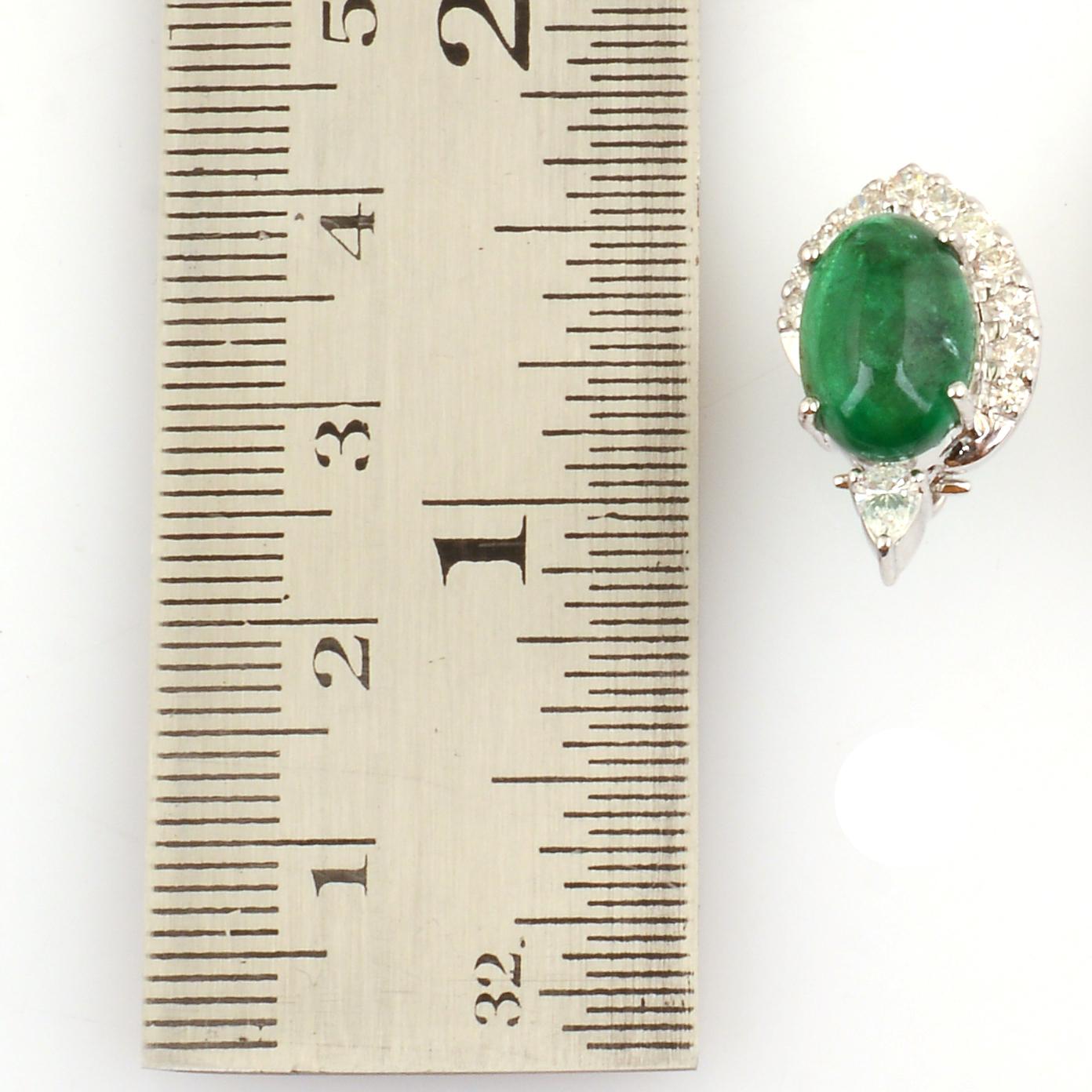 Oval Cut Oval Natural Emerald Gemstone Earrings Diamond 18 Karat White Gold Jewelry For Sale