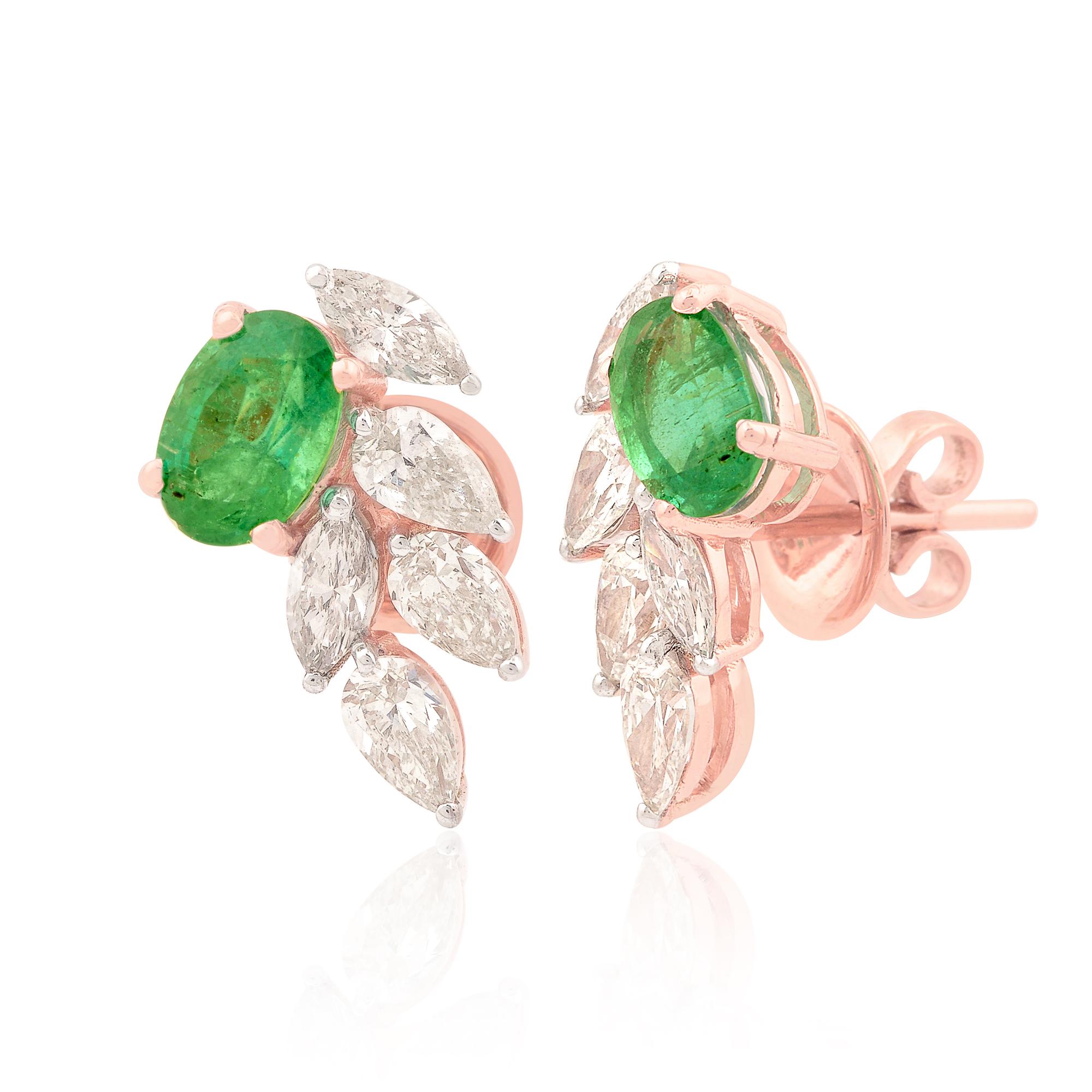 Each oval-shaped Zambian Emerald gemstone is meticulously selected for its exceptional quality and vibrant color, showcasing nature's finest artistry. The lush green tones of the emeralds are beautifully complemented by the warm, romantic glow of 18