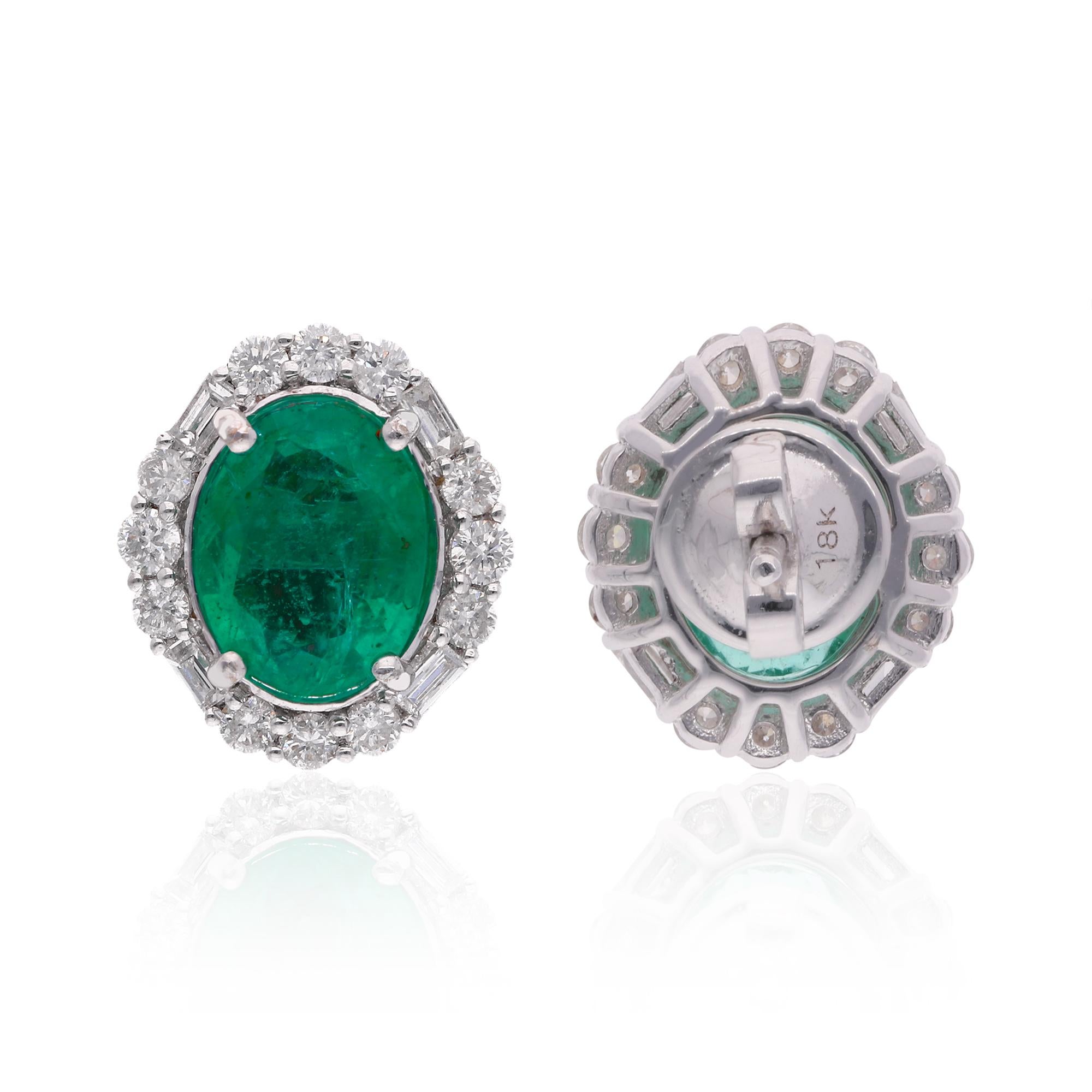 Item Code :- SEE-13110
Gross Wt. :- 4.51 gm
18k White Gold Wt. :- 3.71 gm
Diamond Wt. :- 0.75 Ct. ( AVERAGE DIAMOND CLARITY SI1-SI2 & COLOR H-I )
Emerald Wt. :- 3.25 Ct.
Earrings Size :- 13 mm approx.

✦ Sizing
.....................
We can adjust