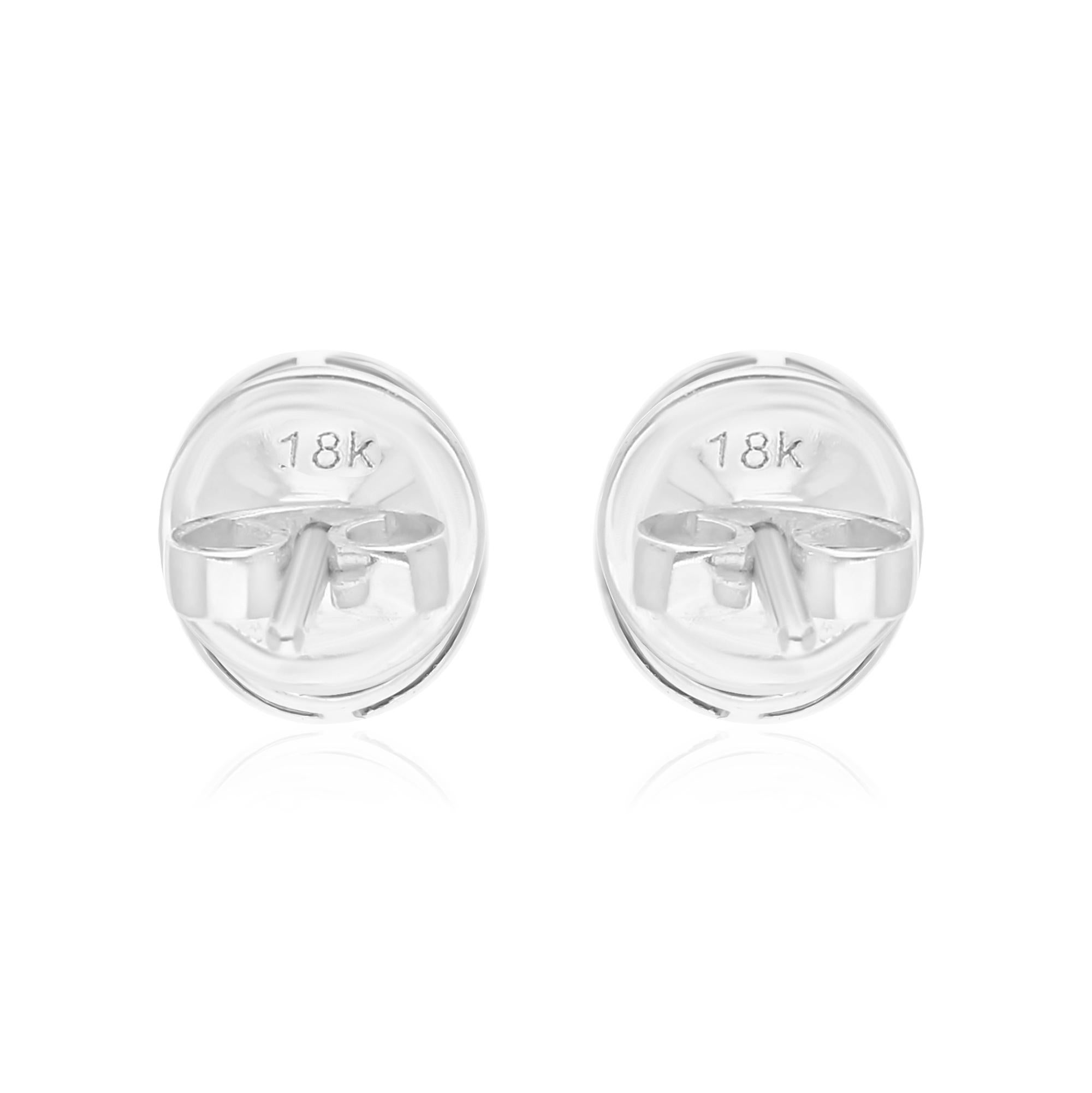 Oval Zambian Emerald Gemstone Stud Earrings SI/H Diamond 18 Karat White Gold In New Condition For Sale In Diera, Dubai