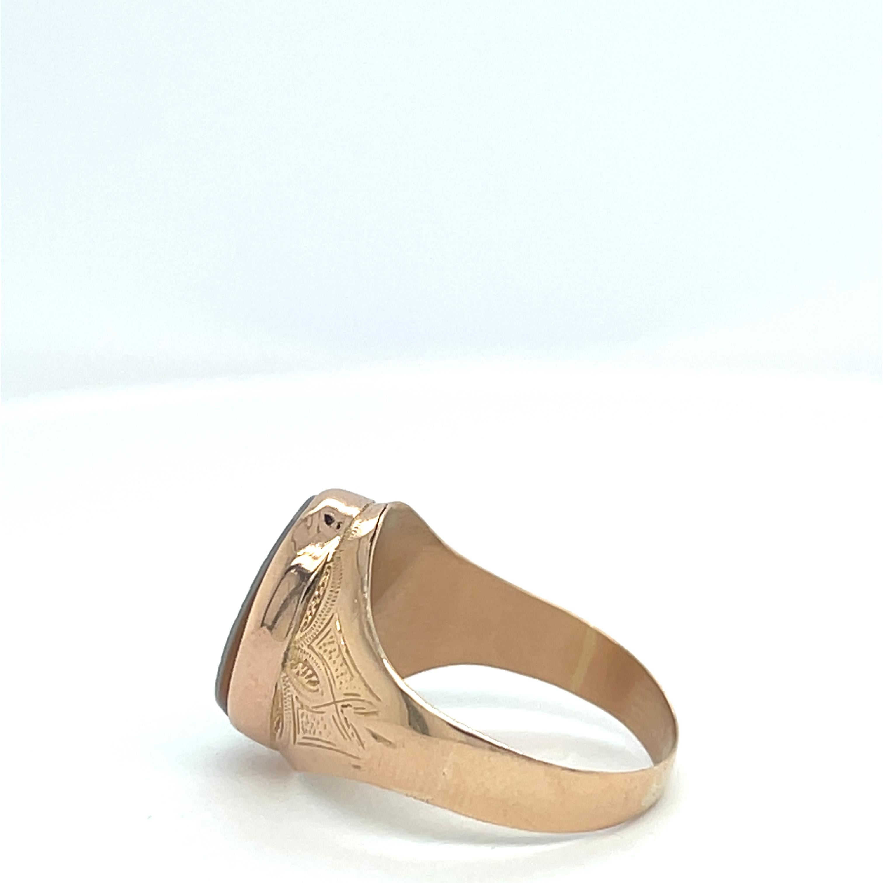 Retro Ovale Agathe Rose Gold 18 Carats Ring For Sale