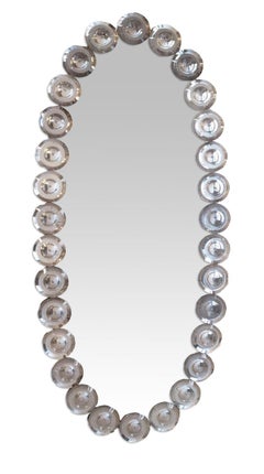 Specchio in Vetro di Murano "Ovale Argento" In Stile Contemporaneo