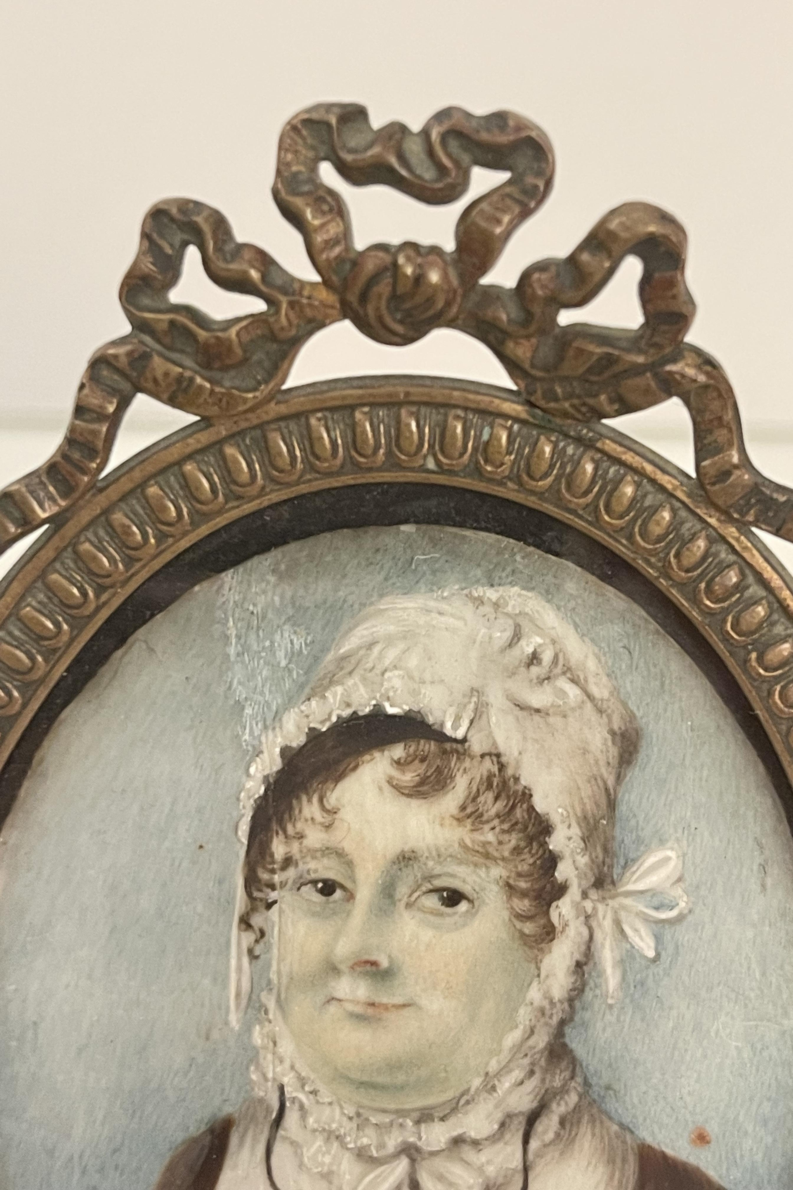 Ovale Miniatur auf Elfenbein gemalt, England Ende des XVIII Jahrhunderts.    im Zustand „Gut“ im Angebot in Milan, IT