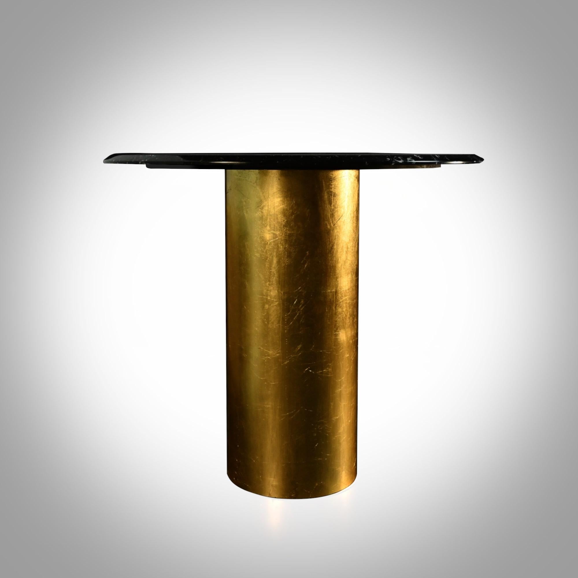 Ovale Nq1, Dining Table Nero Marquinia Marble and Gold Leaf by Dfdesignlab In New Condition For Sale In Campobasso, CB