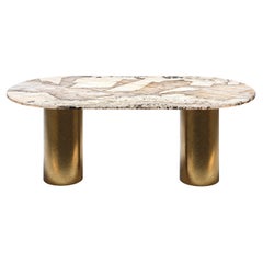 Ovale Nq1, Dining Table Patagonia Quartzite and gold leaf By DFdesignlab 