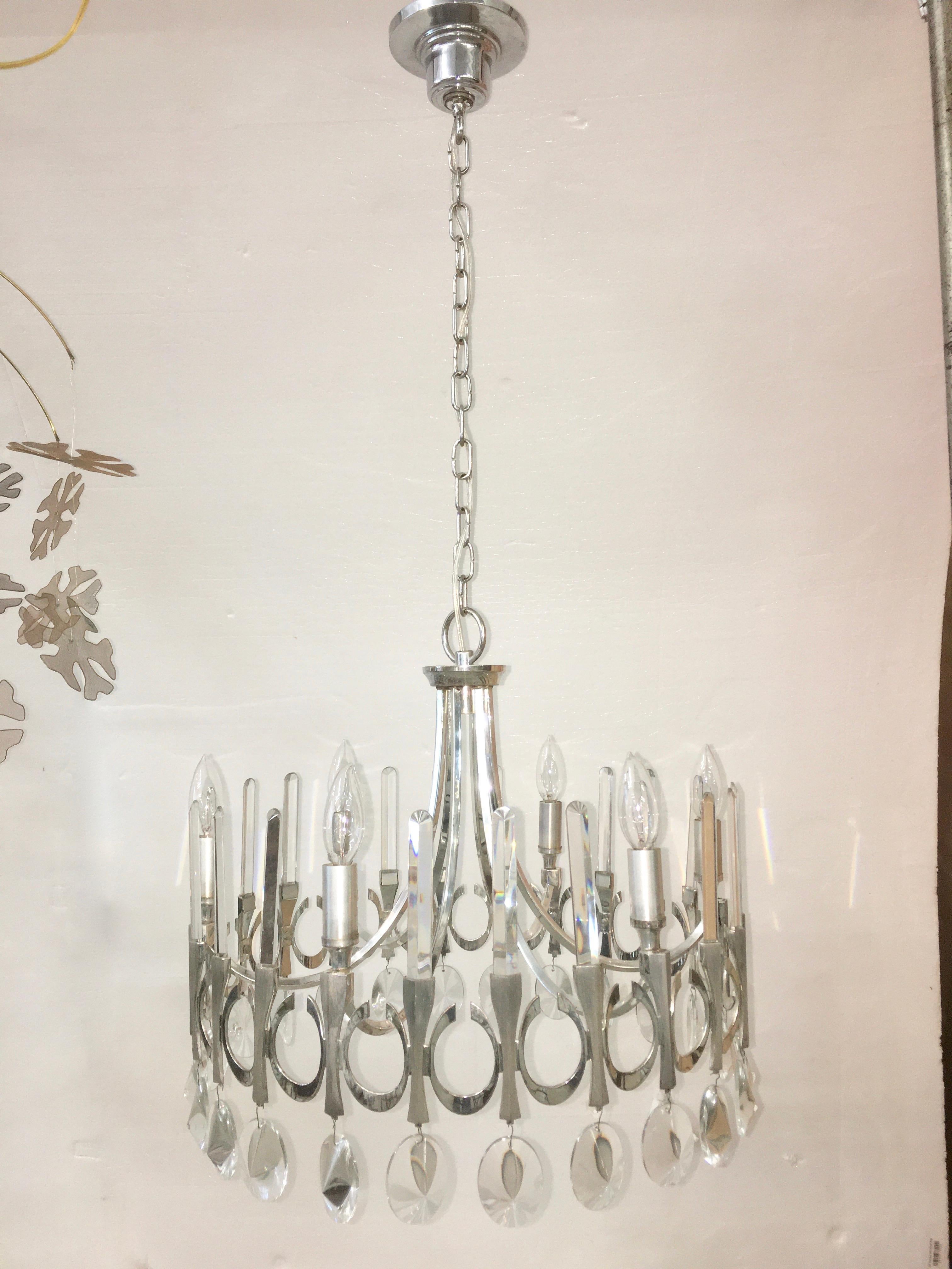 Plated Ovali Chandelier by Angelo Gaetano Sciolari For Sale