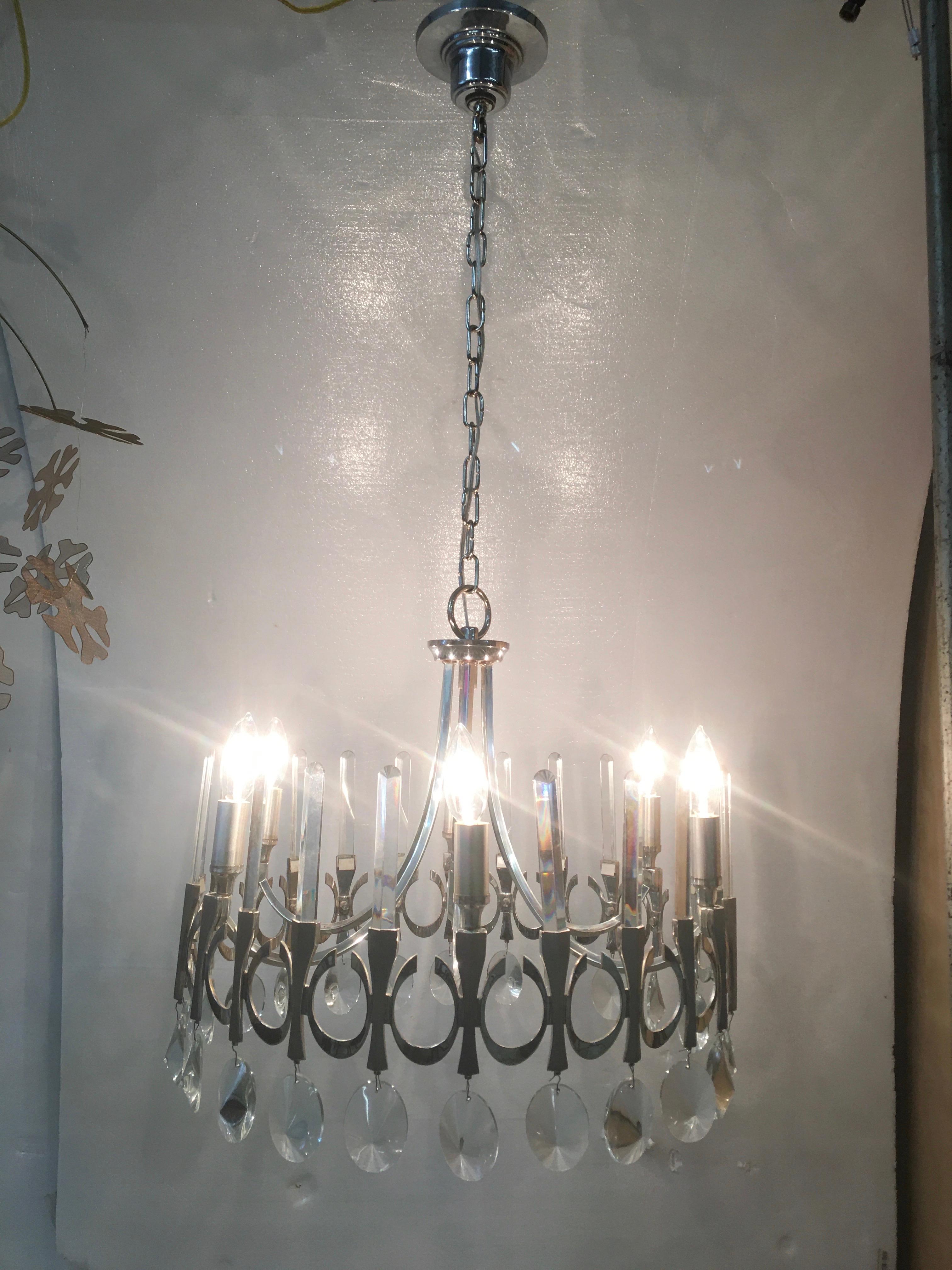 Placcato Lampadario Ovali di Angelo Gaetano Sciolari in vendita