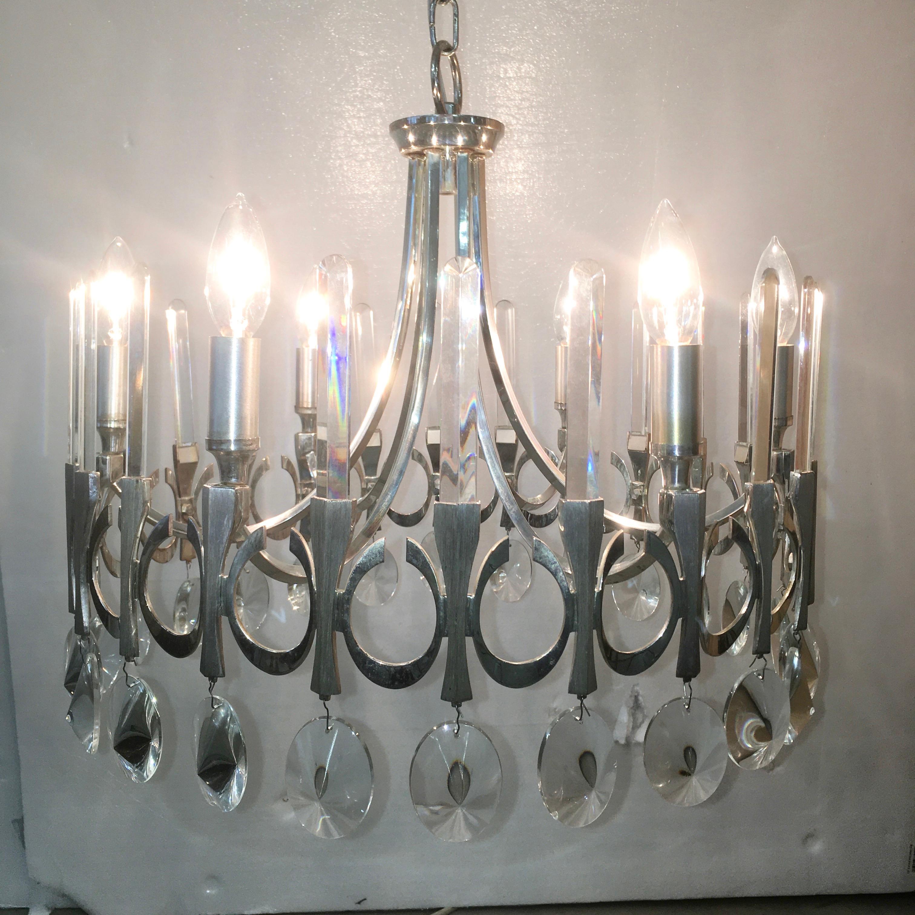 Metà XX secolo Lampadario Ovali di Angelo Gaetano Sciolari in vendita