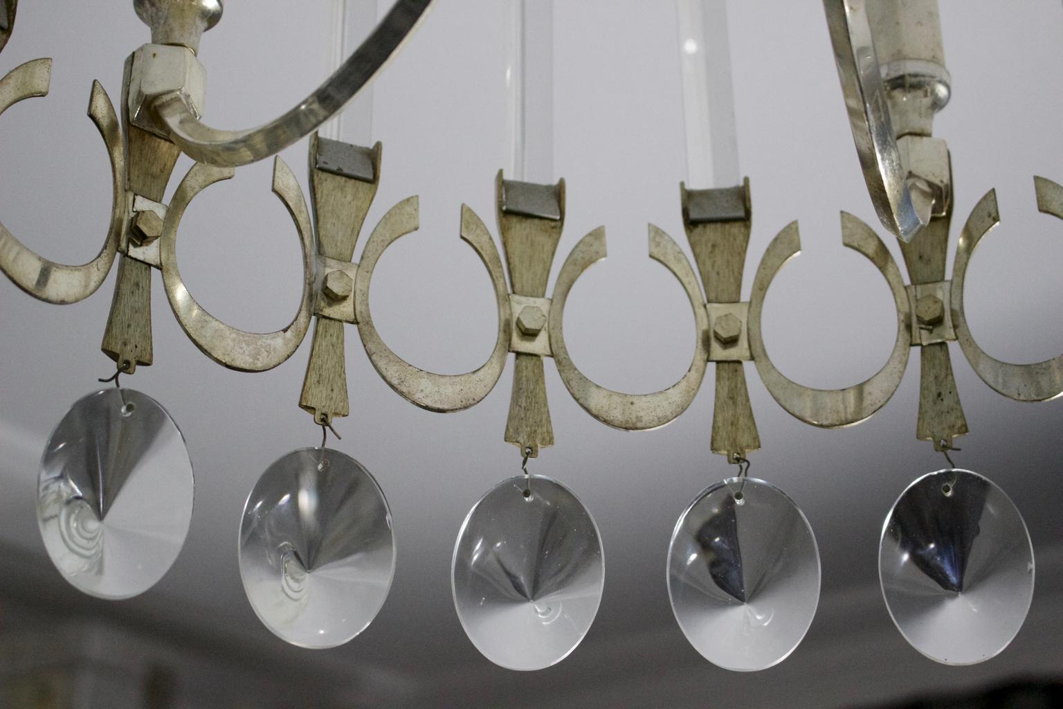 Metal Ovali Chandelier by Gaetano Sciolari, Italy For Sale