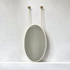 Ovalis Ceiling Suspended Illuminated Oval Mirror with Brass Frame