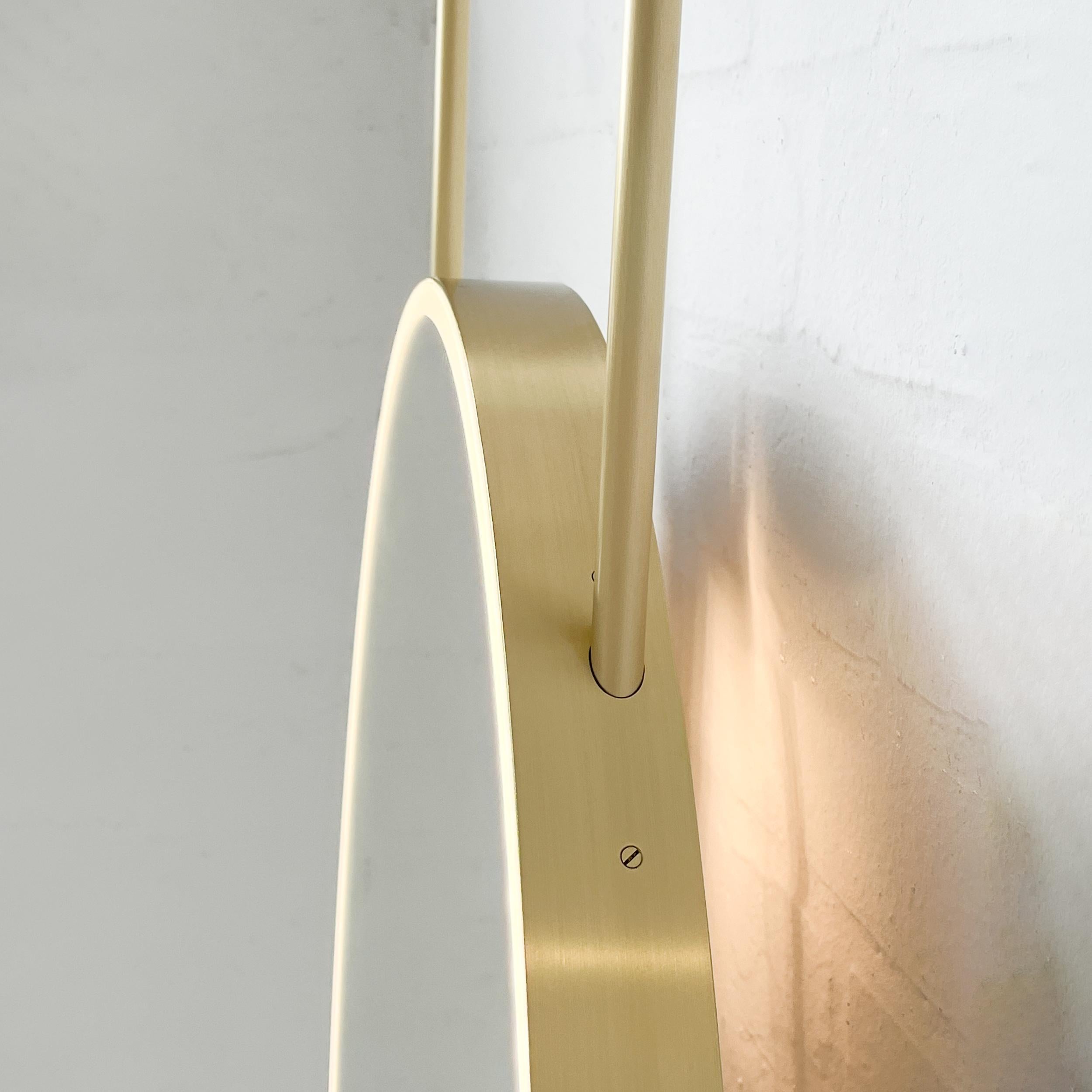 Contemporary Ovalis Ceiling Suspended Illuminated Oval Mirror with Brass Frame For Sale
