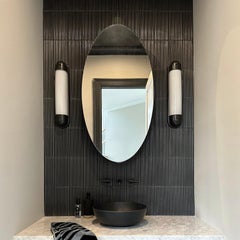 Ovalis Ceiling Suspended Oval Shaped Mirror with Matte Black Frame