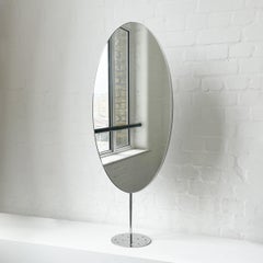 Ovalis Countertop Oval Mirror with Modern Polished Stainless Steel Frame