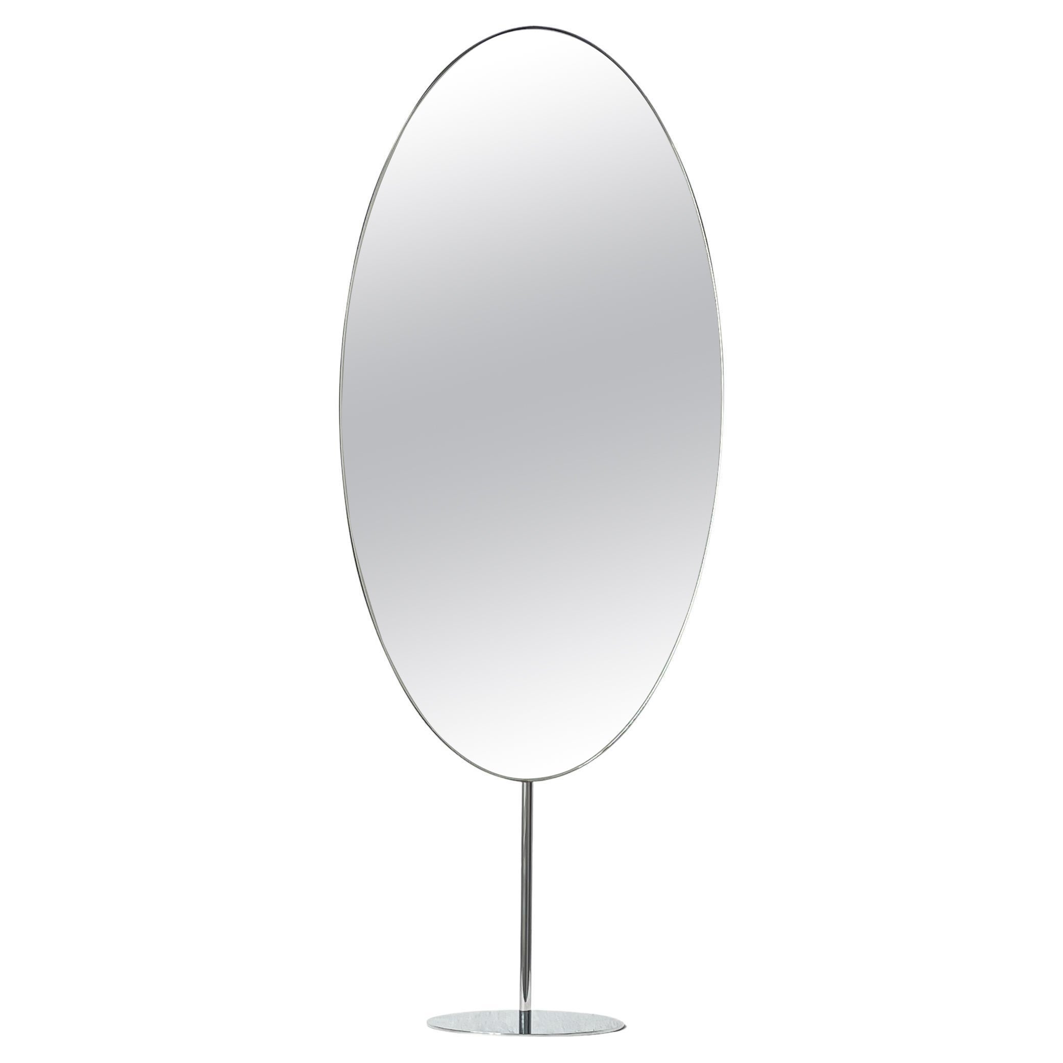 Ovalis Countertop Oval Mirror with Modern Polished Stainless Steel Frame