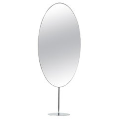 Ovalis Countertop Oval Mirror with Modern Polished Stainless Steel Frame