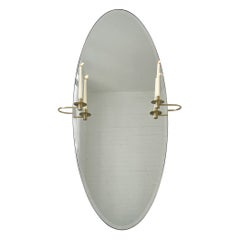 Ovalis Miroir ovale biseauté avec chandeliers décoratifs et cadre en laiton brossé