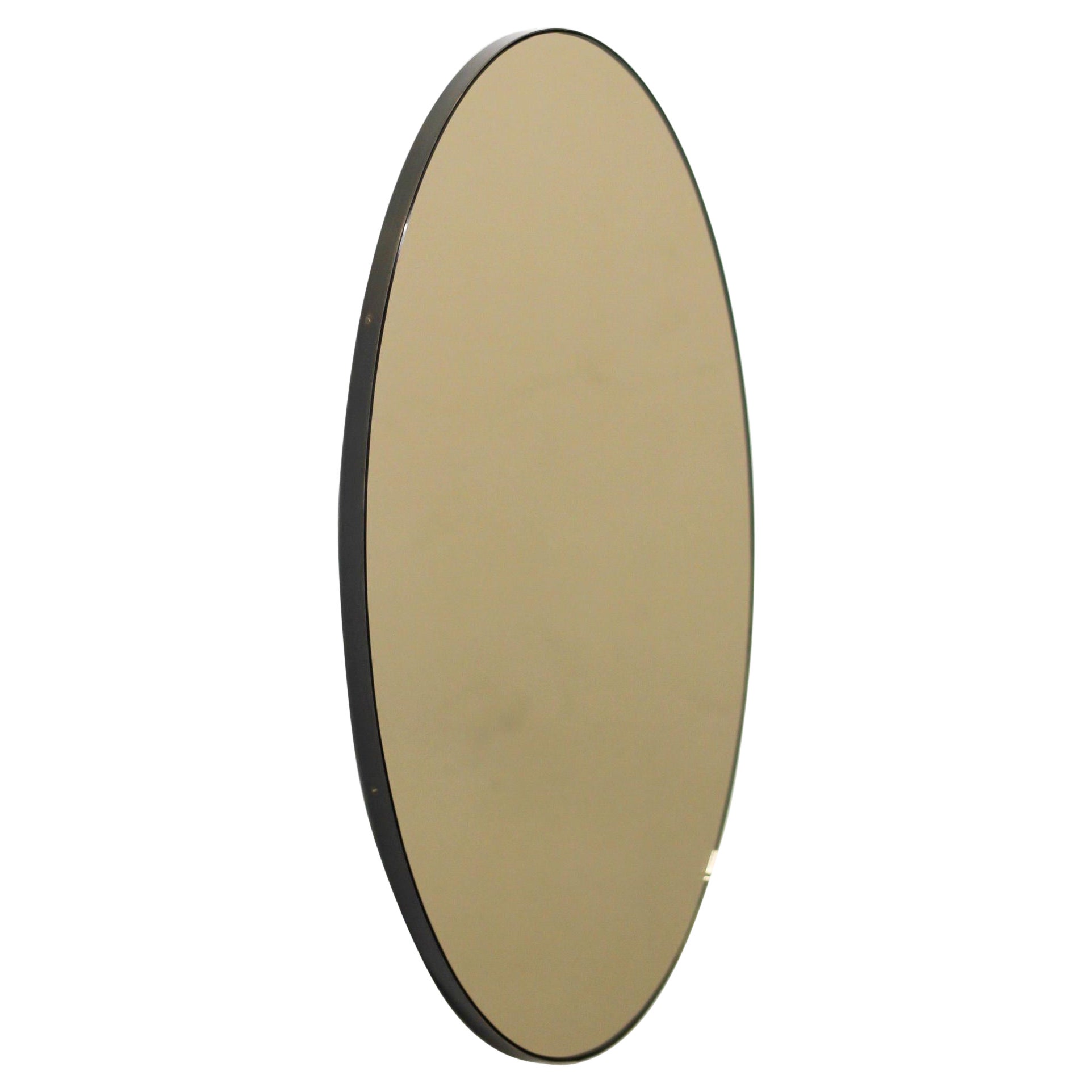 Ovalis Oval Bronze Tinted Contemporary Mirror with Patina Frame, XL